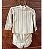Edgehill Collection x Kristin Ellen Hockman Baby Boys 3-24 Months Konrad Stripe Rashguard & Stripe Swim Trunks Set, Color:Ivory - Image 4