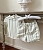 Edgehill Collection x Kristin Ellen Hockman Baby Boys 3-24 Months Konrad Stripe Rashguard & Stripe Swim Trunks Set, Color:Ivory - Image 5