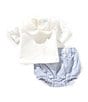 Edgehill Collection x Kristin Ellen Hockman Baby Boys Linen Blend Felix Top & Stripe Short Set, Color:Blue - Image 1