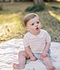 Edgehill Collection x Kristin Ellen Hockman Baby Boys Linen Blend Felix Top & Stripe Short Set, Color:Blue - Image 4