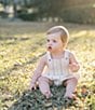 Edgehill Collection x Kristin Ellen Hockman Baby Boys Newborn-24 Months Hugo Green Stripe Linen Sunsuit Bubble, Color:Green - Image 4