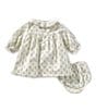 Edgehill Collection x Kristin Ellen Hockman Baby Girls 3-24 Months Edie Ruffle Collar Long Sleeve Sunflower Dress, Color:Blue - Image 2