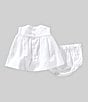Edgehill Collection x Kristin Ellen Hockman Baby Girls Newborn-24 Months Freja Linen Blend Honeycomb Smocked Top & Diaper Set, Color:White - Image 2
