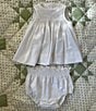 Edgehill Collection x Kristin Ellen Hockman Baby Girls Newborn-24 Months Freja Linen Blend Honeycomb Smocked Top & Diaper Set, Color:White - Image 3