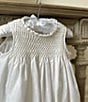 Edgehill Collection x Kristin Ellen Hockman Baby Girls Newborn-24 Months Freja Linen Blend Honeycomb Smocked Top & Diaper Set, Color:White - Image 5