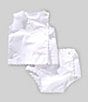 Edgehill Collection x Kristin Ellen Hockman Baby Girls Newborn-24 Months Linnea Embroidered Top & Diaper Cover Set, Color:White - Image 1