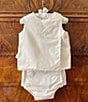 Edgehill Collection x Kristin Ellen Hockman Baby Girls Newborn-24 Months Linnea Embroidered Top & Diaper Cover Set, Color:White - Image 3