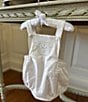 Edgehill Collection x Kristin Ellen Hockman Baby Girls Newborn-24 Months Liv Embroidered Linen Blend Sunsuit Bubble, Color:White - Image 3