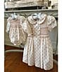 Edgehill Collection x Kristin Ellen Hockman Baby Girls Agnes Long Sleeve Smocked Bubble, Color:Coral - Image 5