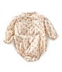 Edgehill Collection x Kristin Ellen Hockman Baby Girls Agnes Long Sleeve Smocked Bubble, Color:Coral - Image 2