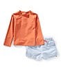 Edgehill Collection x Kristin Ellen Hockman Little Boys 2T-7 Martin Solid Rash Guard & Stripe Swim Trunks Set, Color:Red - Image 2