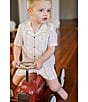 Edgehill Collection x Kristin Ellen Hockman Little Boys Oskar Camp Collar Stripe Short Sleeve Woven Top & Shorts Set, Color:Green - Image 6
