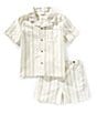 Edgehill Collection x Kristin Ellen Hockman Little Boys Oskar Camp Collar Stripe Short Sleeve Woven Top & Shorts Set, Color:Green - Image 1