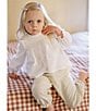 Edgehill Collection x Kristin Ellen Hockman Little Girls 2T-6X Delphine Honeycomb Blouse & Woven Pants Set, Color:Tan - Image 5