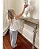 Edgehill Collection x Kristin Ellen Hockman Little Girls 2T-6X Elin Embroidered Pant Set, Color:Blue/White - Image 4