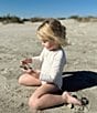 Edgehill Collection x Kristin Ellen Hockman Little Girls Thea Floral Print Quarter Zip One-Piece Swimsuit, Color:Ivory - Image 4