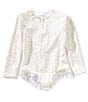 Edgehill Collection x Kristin Ellen Hockman Little Girls Thea Floral Print Quarter Zip One-Piece Swimsuit, Color:Ivory - Image 1