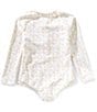 Edgehill Collection x Kristin Ellen Hockman Little Girls Thea Floral Print Quarter Zip One-Piece Swimsuit, Color:Ivory - Image 2