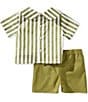 Edgehill Collection x Megan Karp Baby Boys Jack Stripe Peter Pan Collar Top & Shorts Set - Image 3