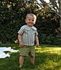 Edgehill Collection x Megan Karp Baby Boys Jack Stripe Peter Pan Collar Top & Shorts Set - Image 5