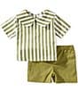 Edgehill Collection x Megan Karp Baby Boys Jack Stripe Peter Pan Collar Top & Shorts Set - Image 1
