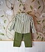 Edgehill Collection x Megan Karp Little Boys Jack Stripe Long Sleeve Shirt & Pants Set - Image 1
