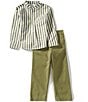 Edgehill Collection x Megan Karp Little Boys Jack Stripe Long Sleeve Shirt & Pants Set - Image 1