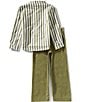 Edgehill Collection x Megan Karp Little Boys Jack Stripe Long Sleeve Shirt & Pants Set - Image 2