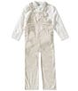 Edgehill Collection x Megan Karp Little Boys Oliver Linen Cotton Blend Long Sleeve Shirt & Stripe Overalls Set - Image 1