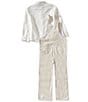 Edgehill Collection x Megan Karp Little Boys Oliver Linen Cotton Blend Long Sleeve Shirt & Stripe Overalls Set - Image 2