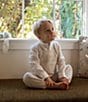 Edgehill Collection x Megan Karp Little Boys Oliver Linen Cotton Blend Long Sleeve Shirt & Stripe Overalls Set - Image 3