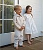 Edgehill Collection x Megan Karp Little Boys Sam Linen Blend Woven Polo Collar Button Front Top & Pants Set - Image 3