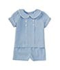 Color:Blue - Image 1 - x The Broke Brooke Baby Boy 3-24 Months Cameron Peter Pan Collar Pique Set