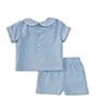 Color:Blue - Image 2 - x The Broke Brooke Baby Boy 3-24 Months Cameron Peter Pan Collar Pique Set