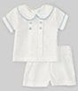 Color:White - Image 2 - x The Broke Brooke Baby Boy 3-24 Months Cameron Peter Pan Collar Pique Set