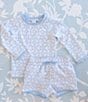 Color:Blue - Image 4 - x The Broke Brooke Baby Boys 3-24 Months Round Neck Long Sleeve Printed Rashgaurd Swim Set