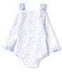 Color:Blue - Image 2 - x The Broke Brooke Baby Girls Newborn-24 Months Camille Trellis Print Bow Shoulder Detail One Piece Swimsuit
