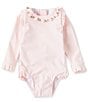 Color:Pink - Image 1 - x The Broke Brooke Baby Girls Newborn-24 Months Caroline Floral Trim One Piece Swimsuit