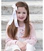 Color:White/Pink Trim - Image 3 - x The Broke Brooke Girls Contrast Trim Moonstitch Hair Bow