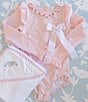 Color:White/Pink Trim - Image 6 - x The Broke Brooke Girls Contrast Trim Moonstitch Hair Bow