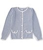 Color:Blue - Image 1 - x The Broke Brooke Little Girls 2T-6X Dottie Seed Stitch Sweater Cardigan