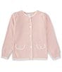 Color:Pink - Image 1 - x The Broke Brooke Little Girls 2T-6X Grace Seed Stitch Sweater Cardigan