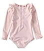 Color:Pink - Image 2 - x The Broke Brooke Little Girls 2T-6X Caroline Floral Trim One Piece Swimsuit