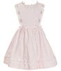 Color:Pink - Image 1 - x The Broke Brooke Little Girls 2T-6X Kennedy Pique Pinafore Embroidered Dress