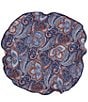 Edward Armah Muted Paisley Reversible Silk Pocket Circle, Color:Navy - Image 1