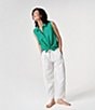 Color:White - Image 5 - Ankle Pleated Lantern-Leg Pull-On Ankle Pant
