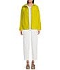 Color:Citron - Image 3 - Anorak Light Cotton Stand Collar Long Sleeve Pocketed Boxy Hooded Jacket