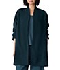 Eileen Fisher Boiled Wool High Collar Long Sleeve Open Front Jacket, Color:Alpine - Image 1