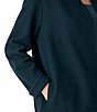Eileen Fisher Boiled Wool High Collar Long Sleeve Open Front Jacket, Color:Alpine - Image 3