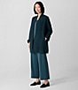 Eileen Fisher Boiled Wool High Collar Long Sleeve Open Front Jacket, Color:Alpine - Image 4